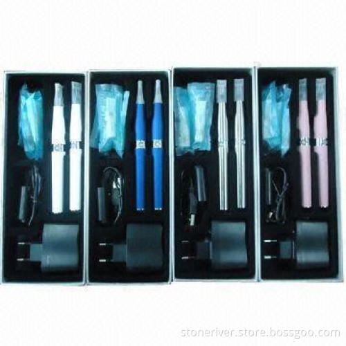 E-cigarette with 2 Atomizers, 5 Tank Cartridges, 1 Adapter and 1 USB Charger
